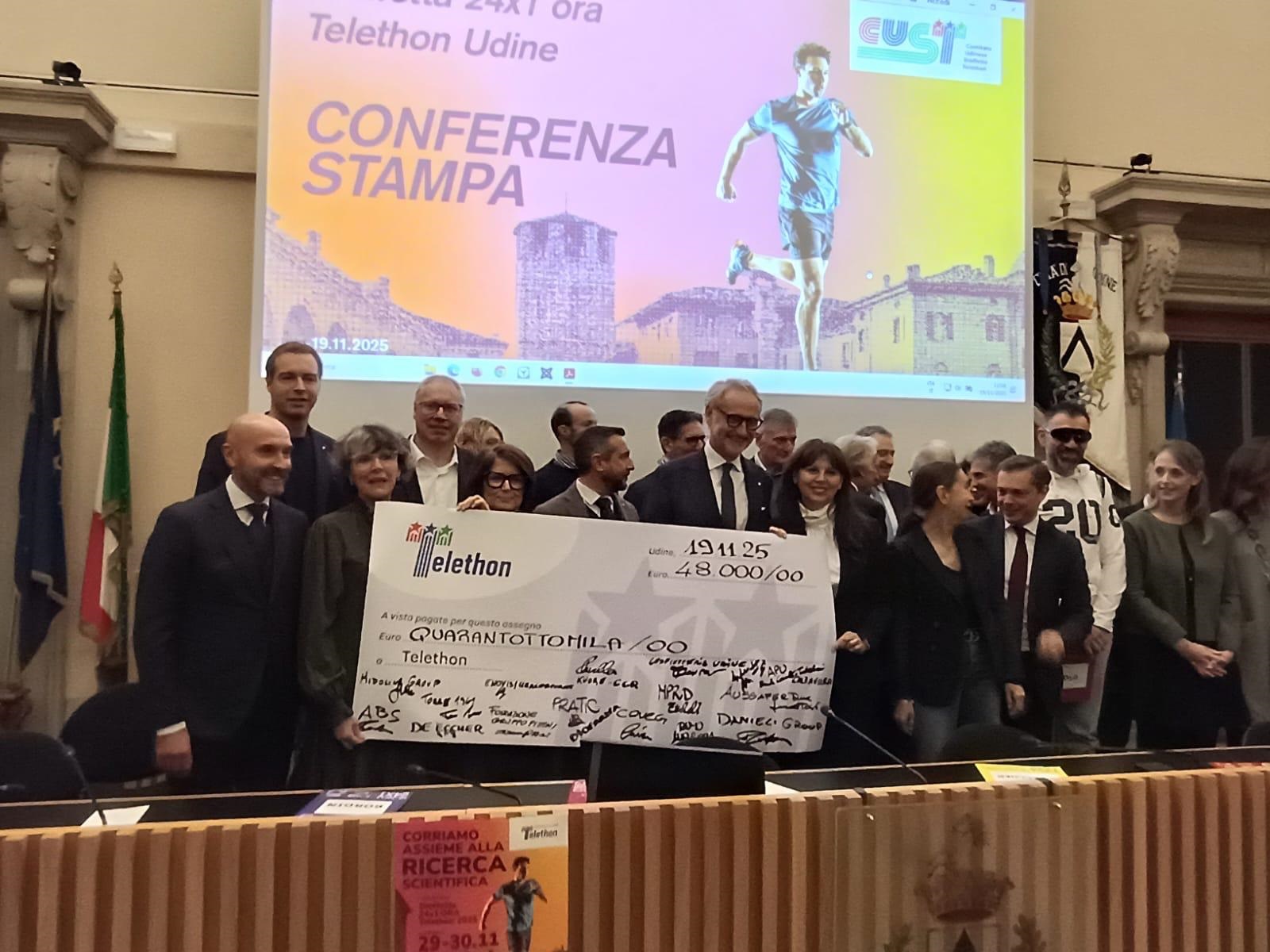 TELETHON. BORDIN A UDINE: STAFFETTA 24X1 ORA È ORGOGLIO PER FVG